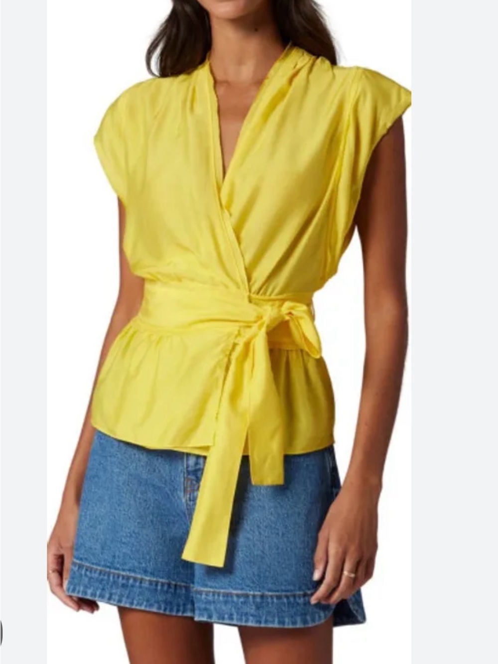 Joie Yellow Sheer Wrap Blouse